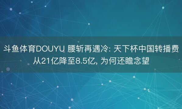 斗鱼体育DOUYU 腰斩再遇冷: 天下杯中国转播费从21亿降至8.5亿, 为何还瞻念望