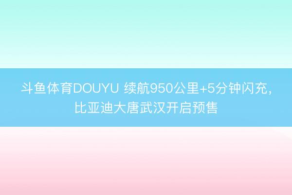 斗鱼体育DOUYU 续航950公里+5分钟闪充，比亚迪大唐武汉开启预售