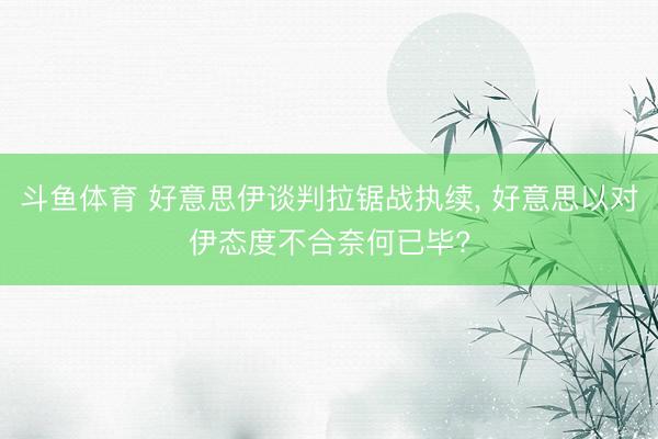 斗鱼体育 好意思伊谈判拉锯战执续， 好意思以对伊态度不合奈何已毕?