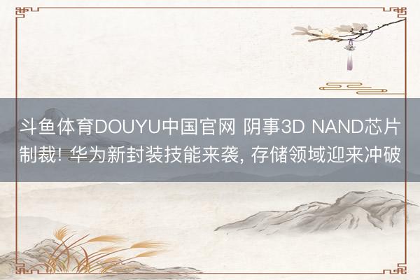 斗鱼体育DOUYU中国官网 阴事3D NAND芯片制裁! 华为新封装技能来袭， 存储领域迎来冲破