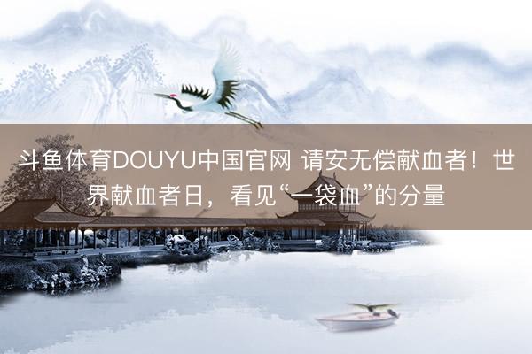 斗鱼体育DOUYU中国官网 请安无偿献血者！世界献血者日，看见“一袋血”的分量