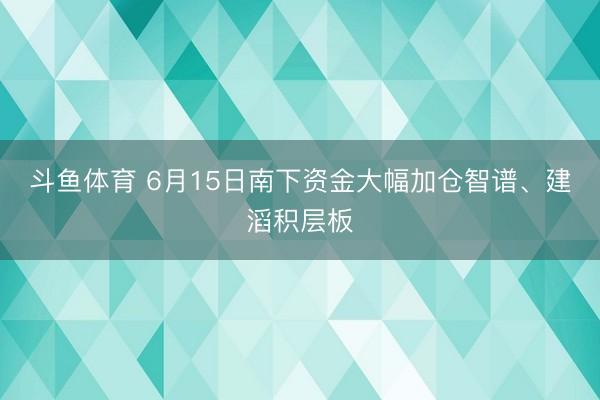 斗鱼体育 6月15日南下资金大幅加仓智谱、建滔积层板