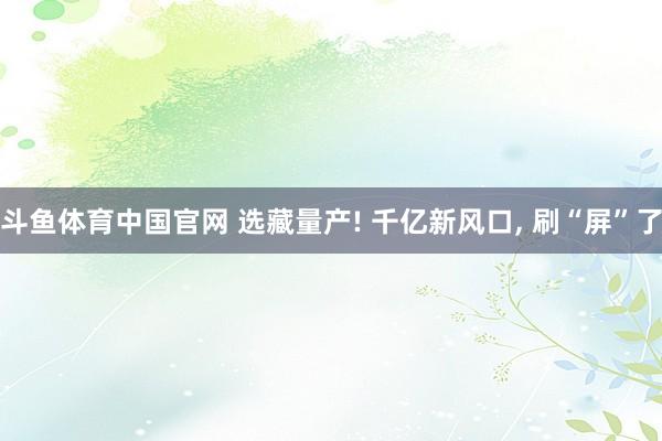 斗鱼体育中国官网 选藏量产! 千亿新风口, 刷“屏”了